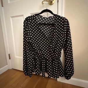 Black polkadot peplum top